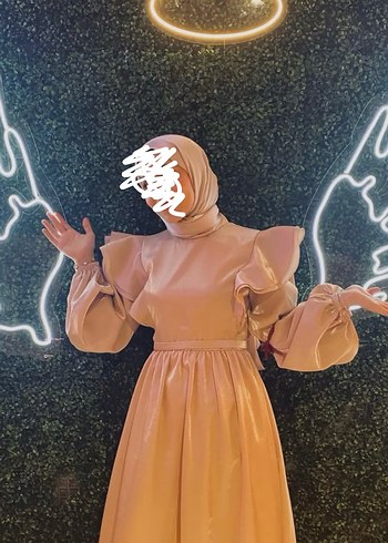 Fırfırlı Yüksek Yakalı Uzun abiye - Görsel 7