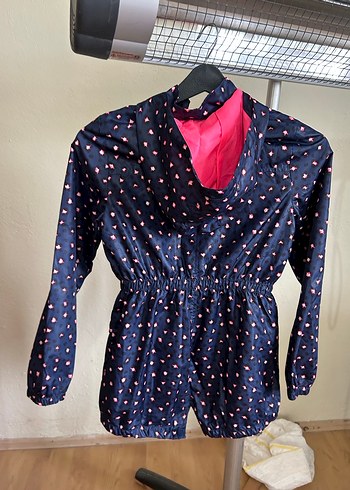 Kız Çocuk Renkli Bağlama Desenli Fermuarlı yağmurluk - Görsel 3