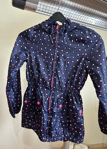 Kız Çocuk Renkli Bağlama Desenli Fermuarlı yağmurluk - Görsel 2