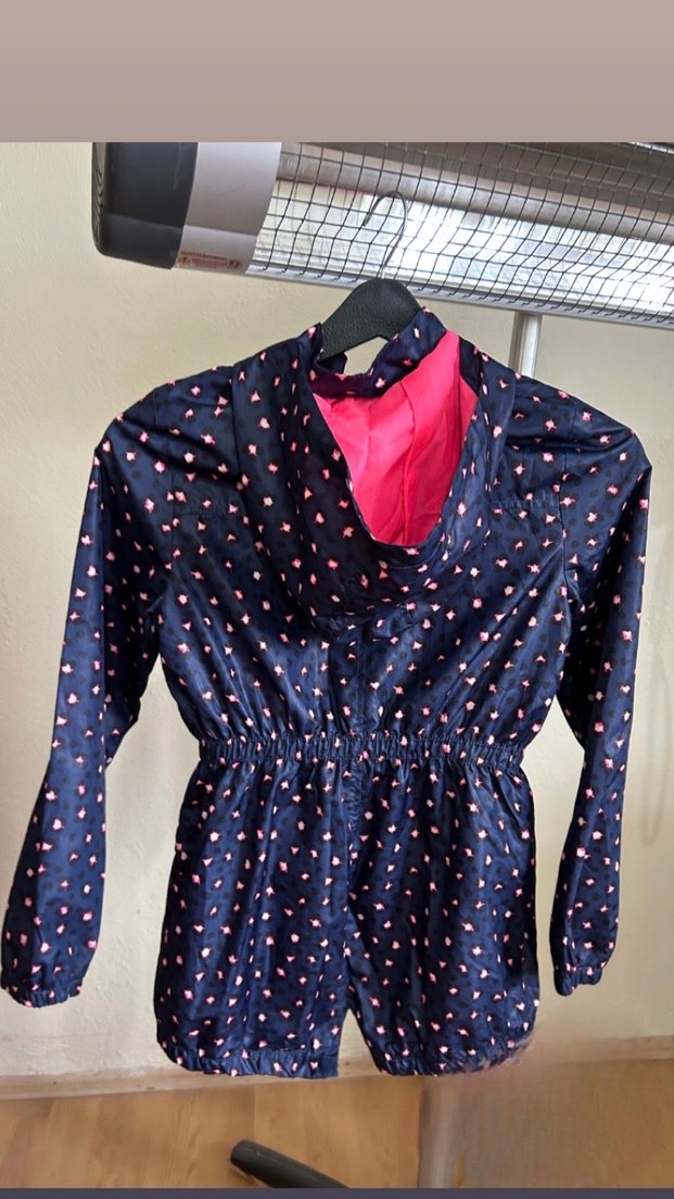 Kız Çocuk Renkli Bağlama Desenli Fermuarlı yağmurluk - Görsel 4