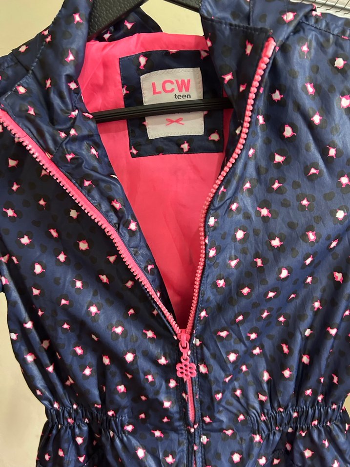 Kız Çocuk Renkli Bağlama Desenli Fermuarlı yağmurluk - Görsel 5