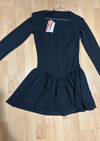 SiyahUzun Kollu Mini Elbise - Görsel 5