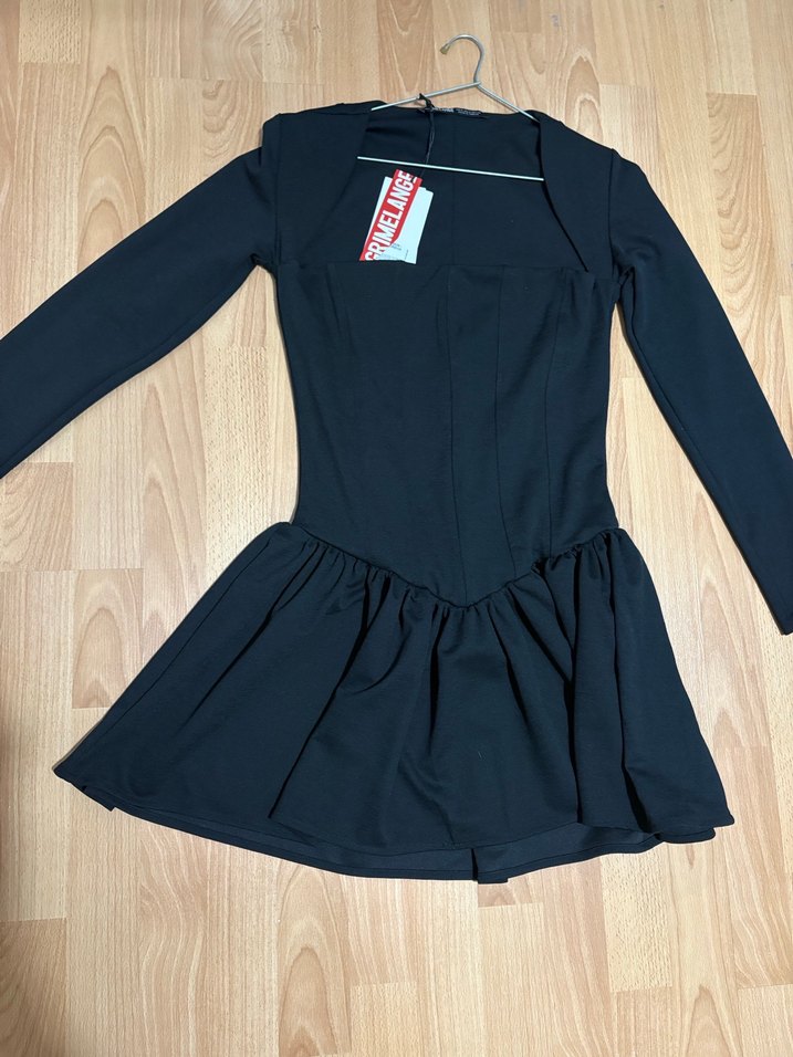 SiyahUzun Kollu Mini Elbise - Görsel 4