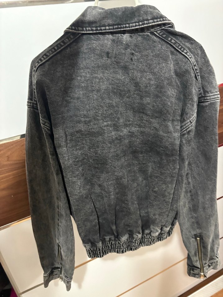 Gri Kadın Denim Fermuarlı Ceket - Görsel 4