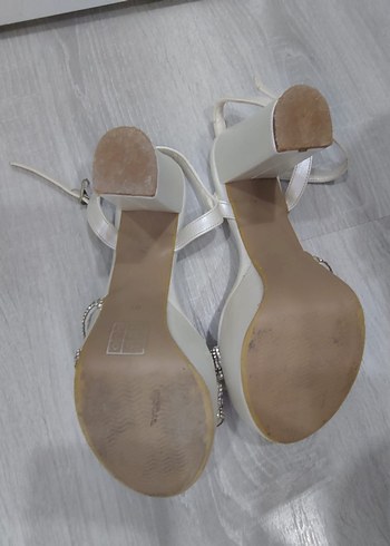 Beyaz Stiletto Topuklu Abiye Ayakkabı gelin ayakkabısı - Görsel 4