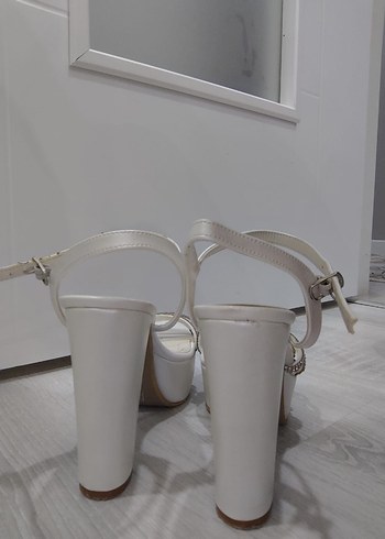 Beyaz Stiletto Topuklu Abiye Ayakkabı gelin ayakkabısı - Görsel 3