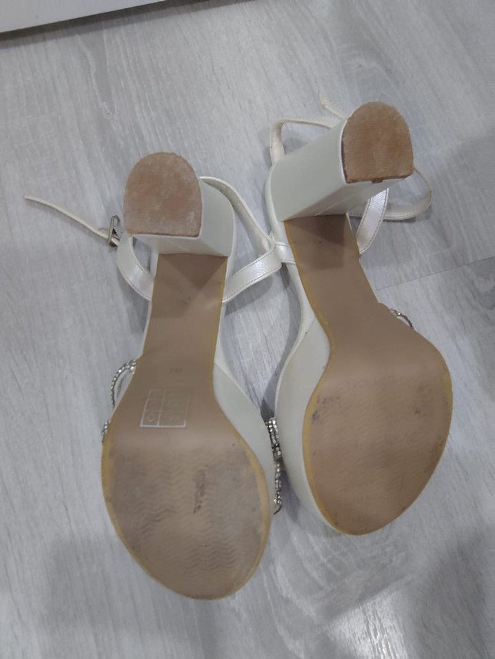 Beyaz Stiletto Topuklu Abiye Ayakkabı gelin ayakkabısı - Görsel 4