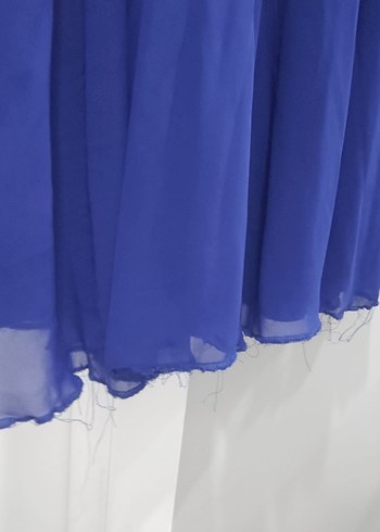 Kadın Mavi Uzun Kollu Drapeli Uzun Elbise - Görsel 5