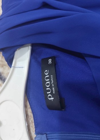 Kadın Mavi Uzun Kollu Drapeli Uzun Elbise - Görsel 2