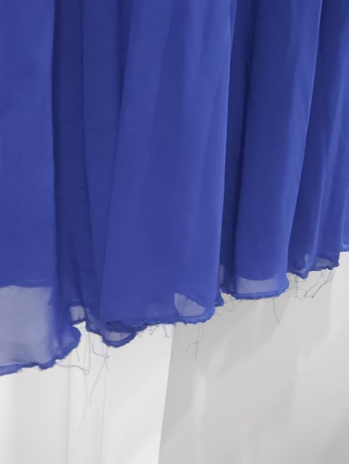 Kadın Mavi Uzun Kollu Drapeli Uzun Elbise - Görsel 5