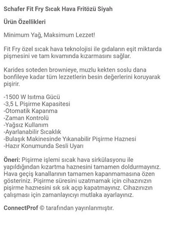 Schafer Siyah Hava Fritözü - Görsel 8