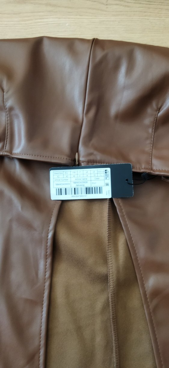 Kahverengi Deri V Yakalı Kadın Ceket - Görsel 2