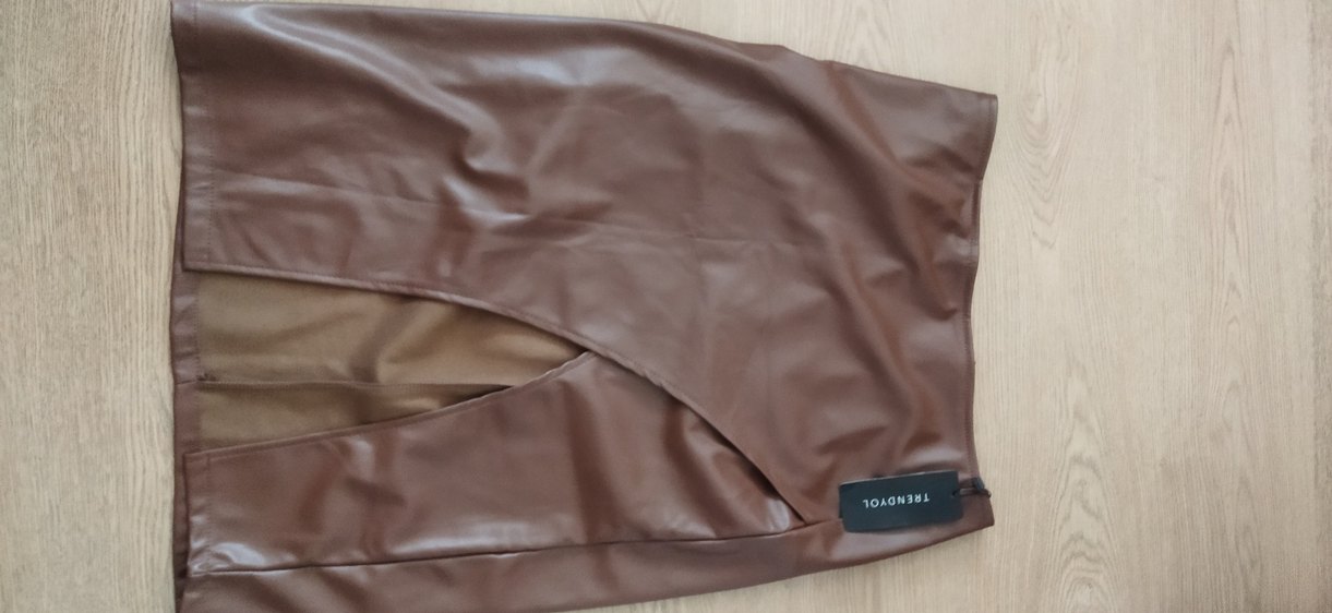 Kahverengi Deri V Yakalı Kadın Ceket - Görsel 3