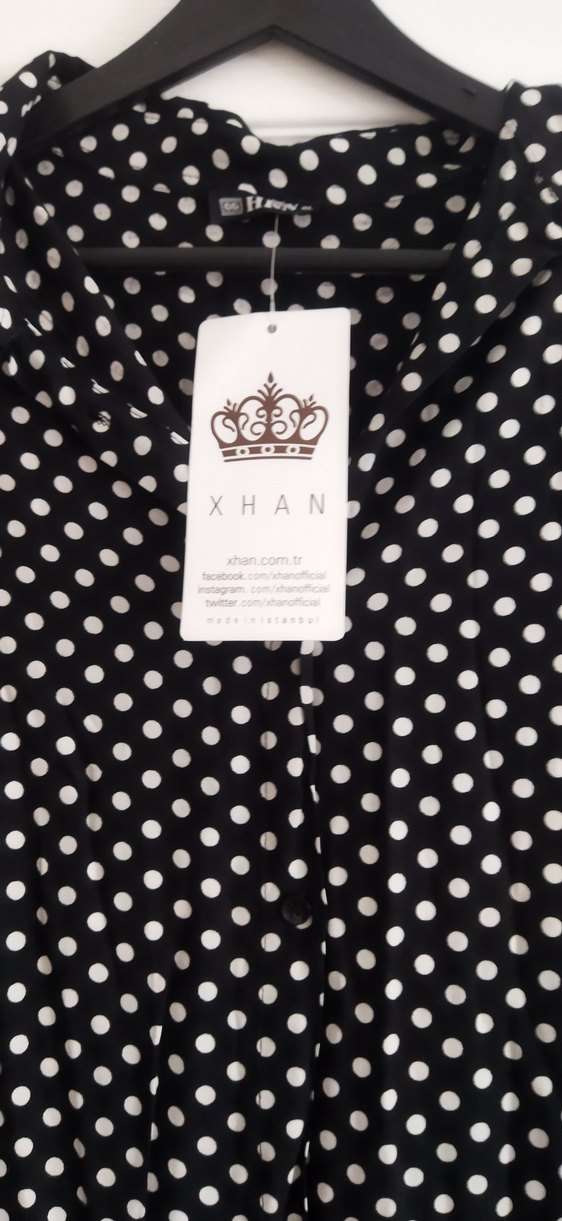 Uzun Kollu Puantiyeli Siyah Elbise fiyat sorunuz - Görsel 3