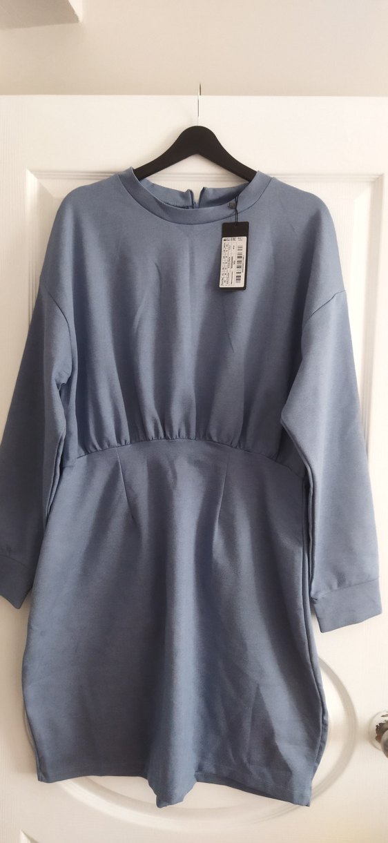 Gri Kadın Midi Tunik, Uzun Kollu, Salaş Kesim - Görsel 2