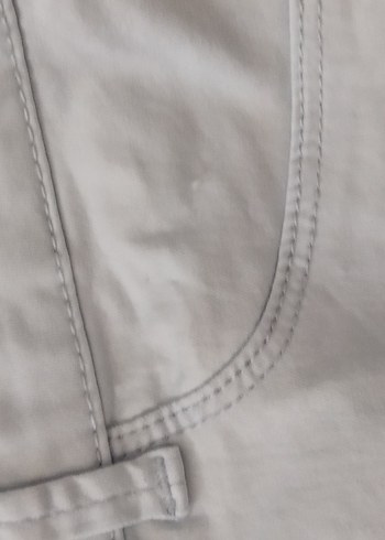 Beyaz Keten Midi Kadın Pantolon - Görsel 3