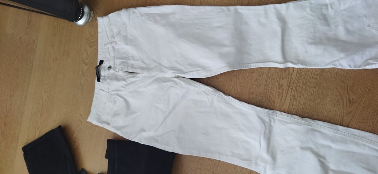 Beyaz Keten Midi Kadın Pantolon - Görsel 4