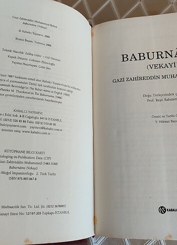 Beden Baburnâme ciltli ilk baskı