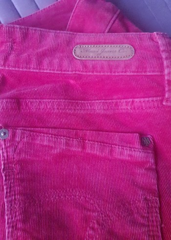 koyu kırmızı Mavi marka  kadife pantolon - Görsel 3