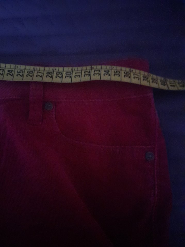 koyu kırmızı Mavi marka  kadife pantolon - Görsel 2
