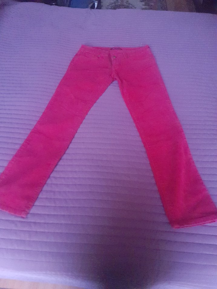 koyu kırmızı Mavi marka  kadife pantolon - Görsel 4