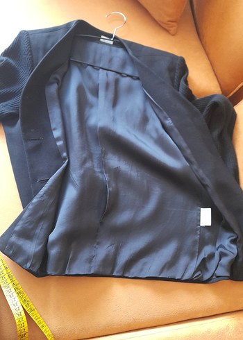 Düğmeli Siyah Keten Kadın Blazer - Görsel 7