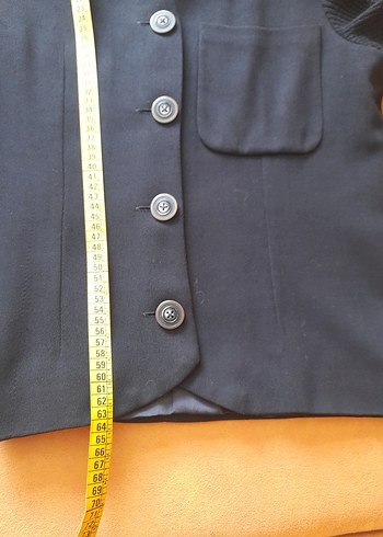 Düğmeli Siyah Keten Kadın Blazer - Görsel 5