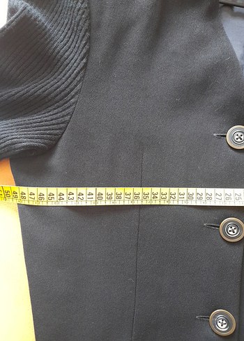 Düğmeli Siyah Keten Kadın Blazer - Görsel 6