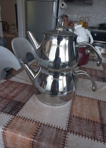 Gri Emsan Çelik Çaydanlık