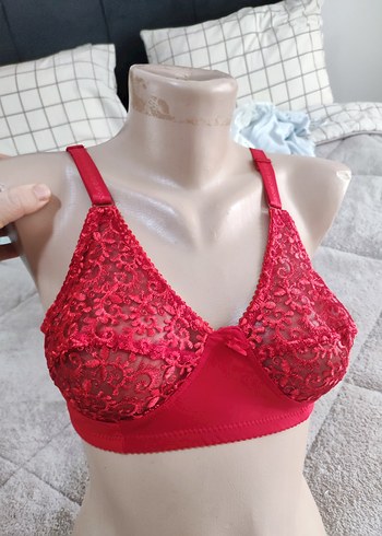 Nakışlı Kırmızı Konvansiyonel Sütyen - Görsel 2