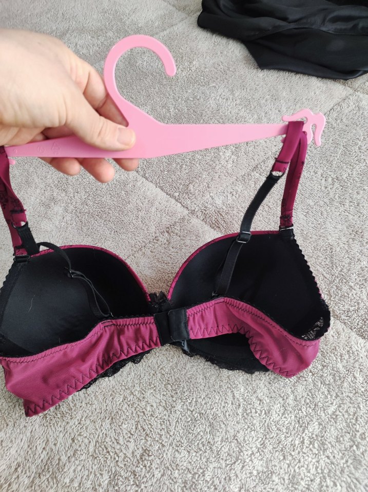 Koyu Pembe Baskılı Gotik Sütyen - Görsel 3