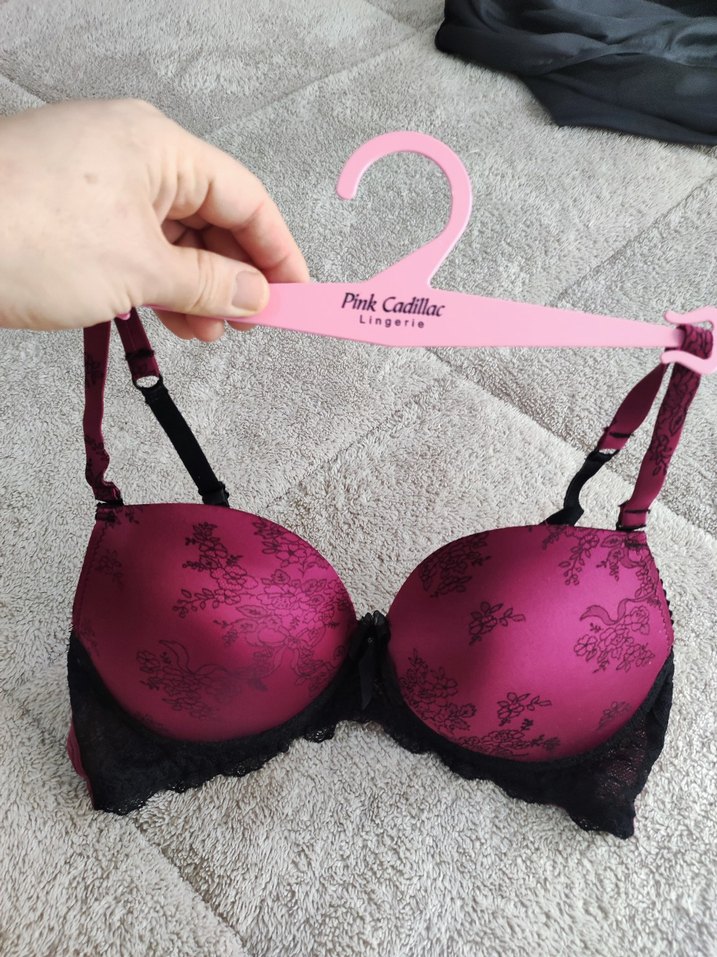 Koyu Pembe Baskılı Gotik Sütyen - Görsel 4