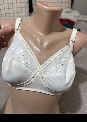 Nakışlı Beyaz Vintage Sütyen - Görsel 5
