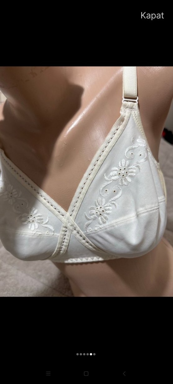 Nakışlı Beyaz Vintage Sütyen - Görsel 2