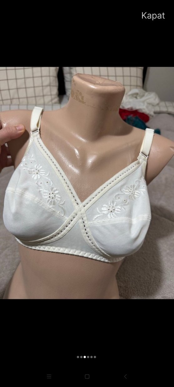 Nakışlı Beyaz Vintage Sütyen - Görsel 5