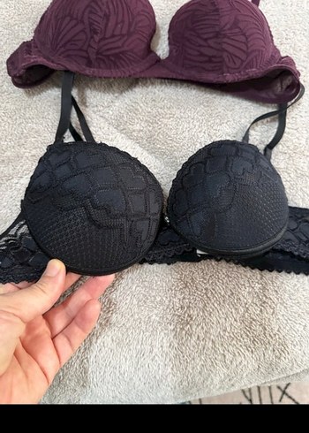 Bordo ve Siyah Dantelli Göğüs Kapsayıcı Sütyen 2 adet fiyatıdır - Görsel 2
