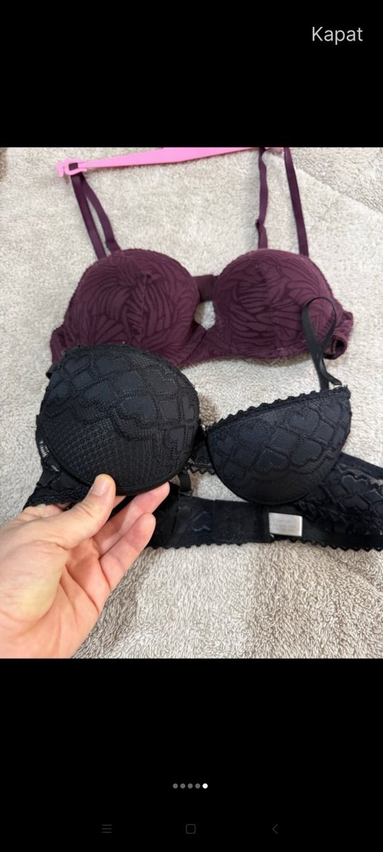 Bordo ve Siyah Dantelli Göğüs Kapsayıcı Sütyen 2 adet fiyatıdır - Görsel 5