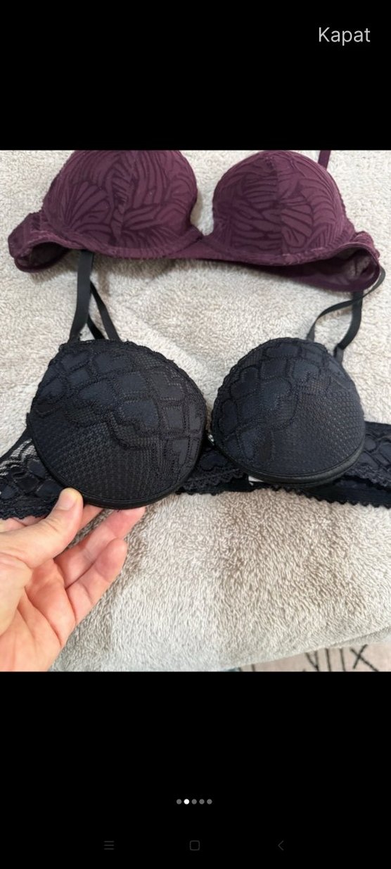 Bordo ve Siyah Dantelli Göğüs Kapsayıcı Sütyen 2 adet fiyatıdır - Görsel 2