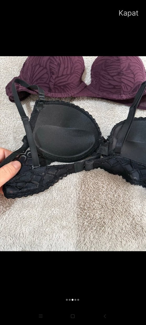 Bordo ve Siyah Dantelli Göğüs Kapsayıcı Sütyen 2 adet fiyatıdır - Görsel 3