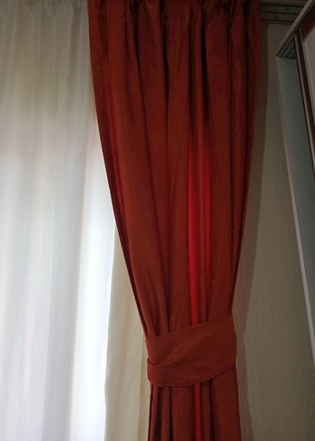 Kiremit Rengi Modern Düz Fon Perde - Görsel 4