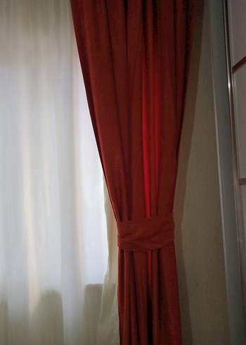 Kiremit Rengi Modern Düz Fon Perde - Görsel 2