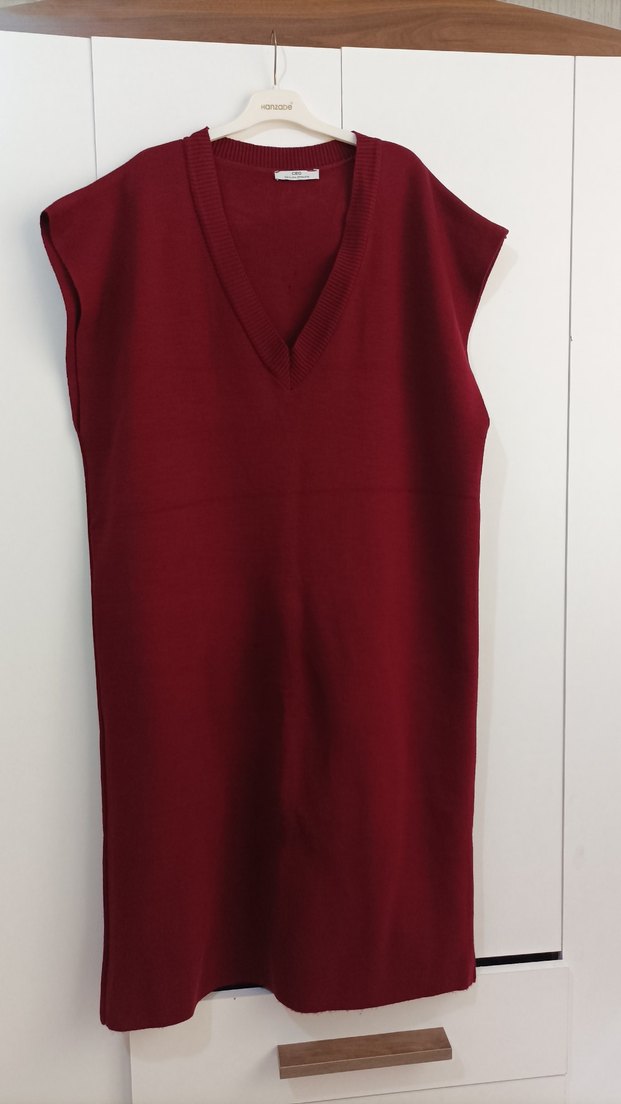 CEYLAN OTANTİK Bordo uzun triko elbise - Görsel 5