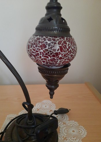 Bordo Mozaik Desenli Diger Masa Lambası
