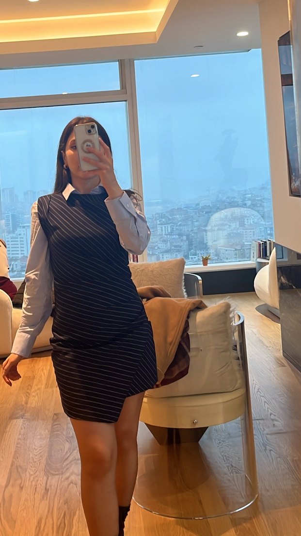 İndirimli - Mango Lacivert mini Ofis Elbisesi - Görsel 2