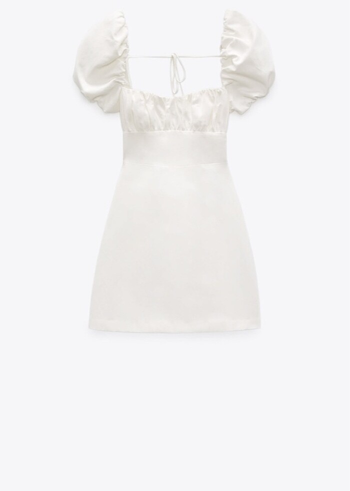 Zara keten karışımlı beyaz elbise - Görsel 4