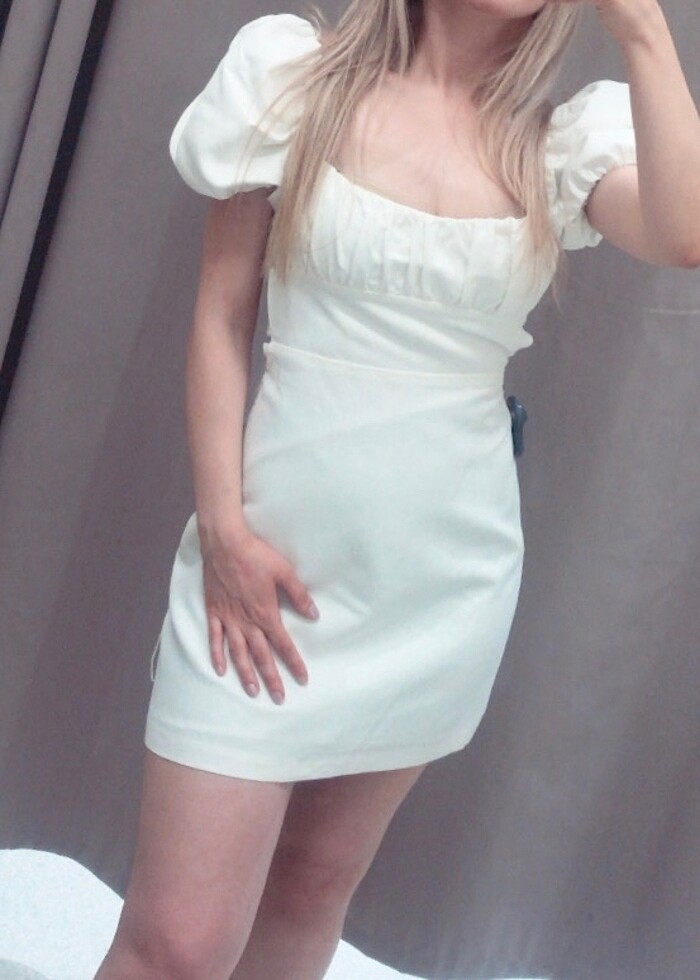 Zara keten karışımlı beyaz elbise - Görsel 2