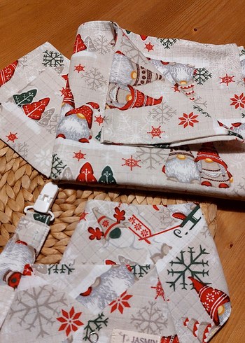 Bebek Önlüğü ve Aksesuar Seti, Desenli Gri - Görsel 3