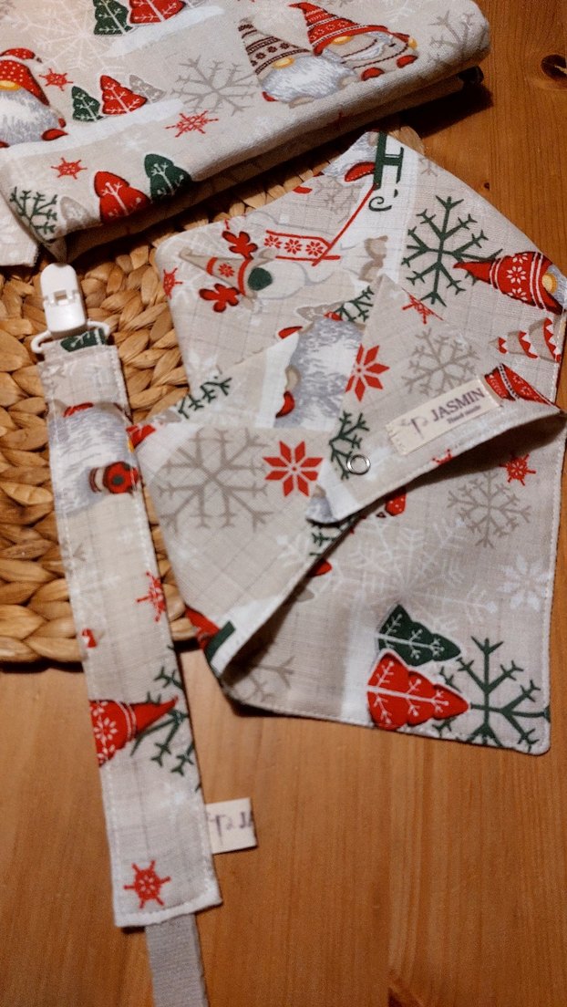 Bebek Önlüğü ve Aksesuar Seti, Desenli Gri - Görsel 2