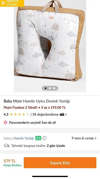 Hamile uyku destek yastığı