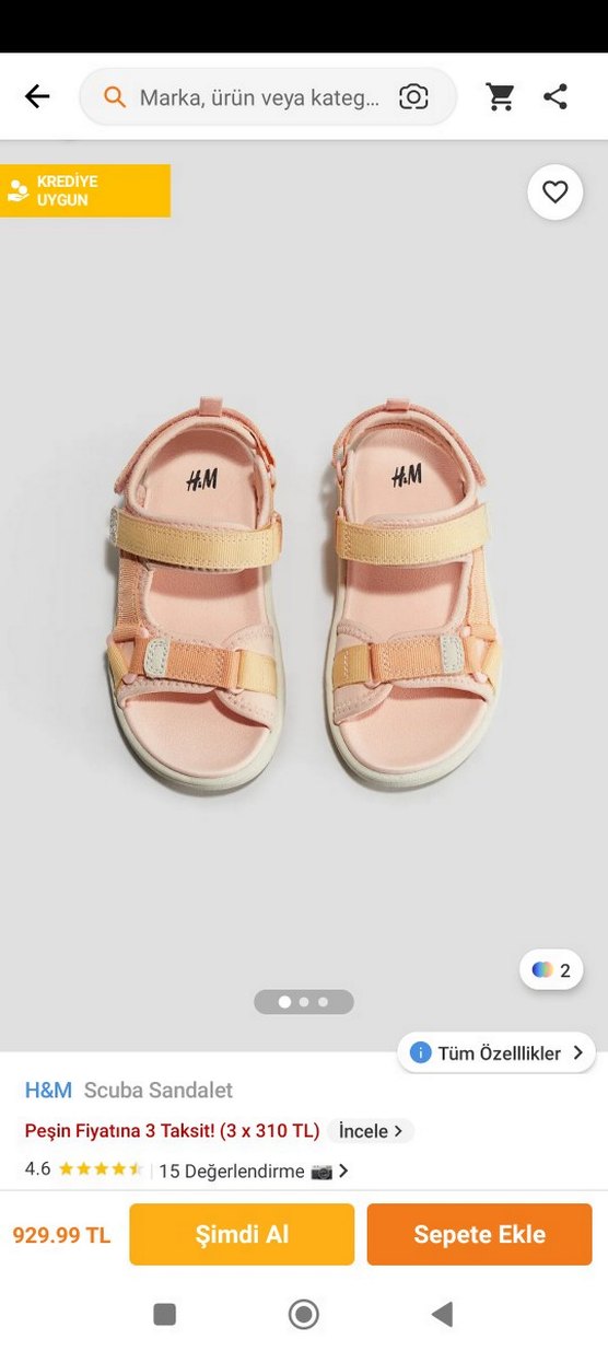 H&M Kız Çocuk Pastel Renkli Scuba Sandalet - Görsel 2